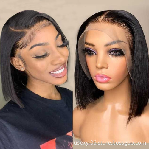 Cheap Wholesale Transparent HD Full Lace Bob Human Hair Lace Frontal Wigs Brazilian Virgin Hair Lace Front Wig For Black Women